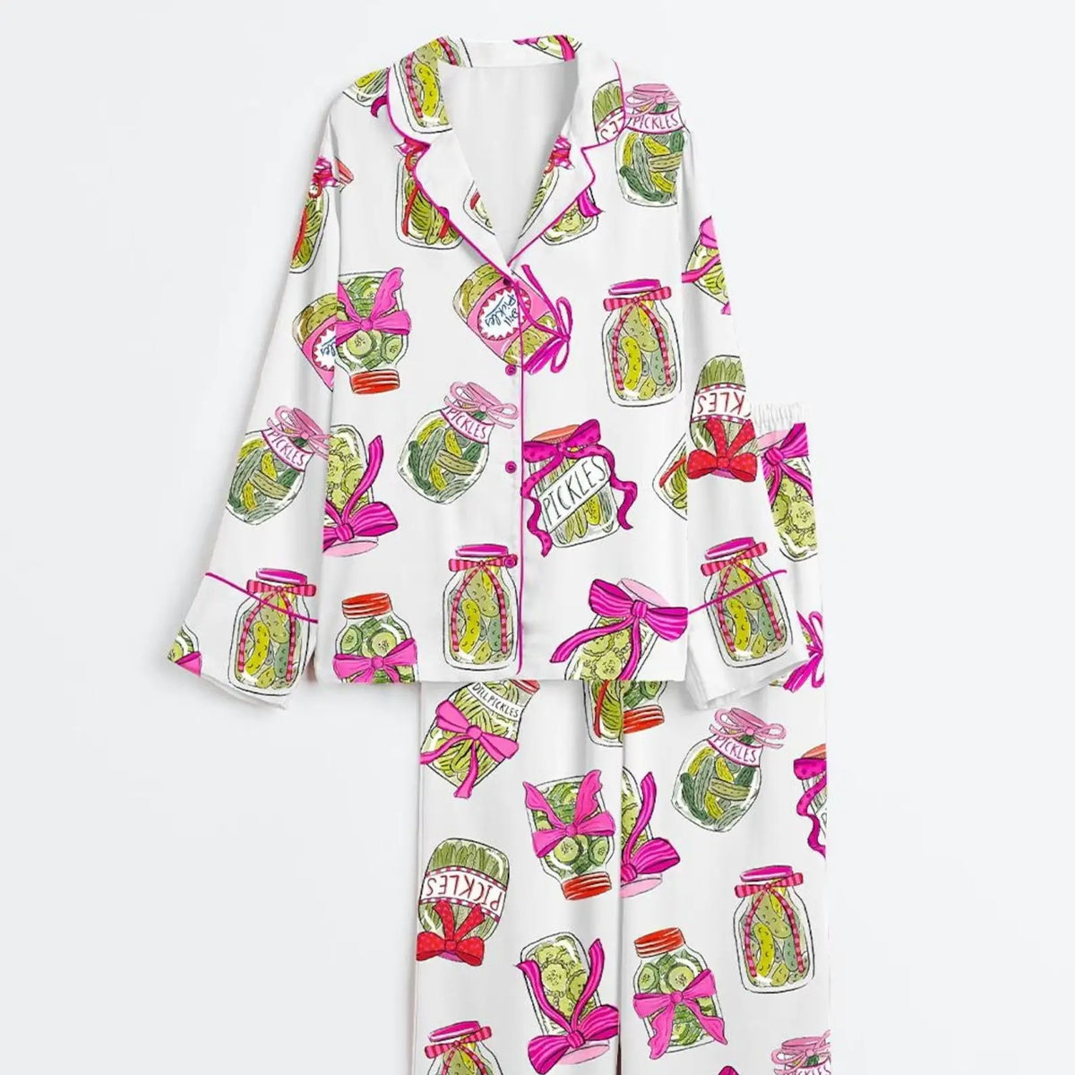 Women's Style 2-Piece Printed Satin Pajama Set - Lightweight, Elastic, Drawstring, Short-Sleeve & Long-Sleeve Loungewear Nightwear