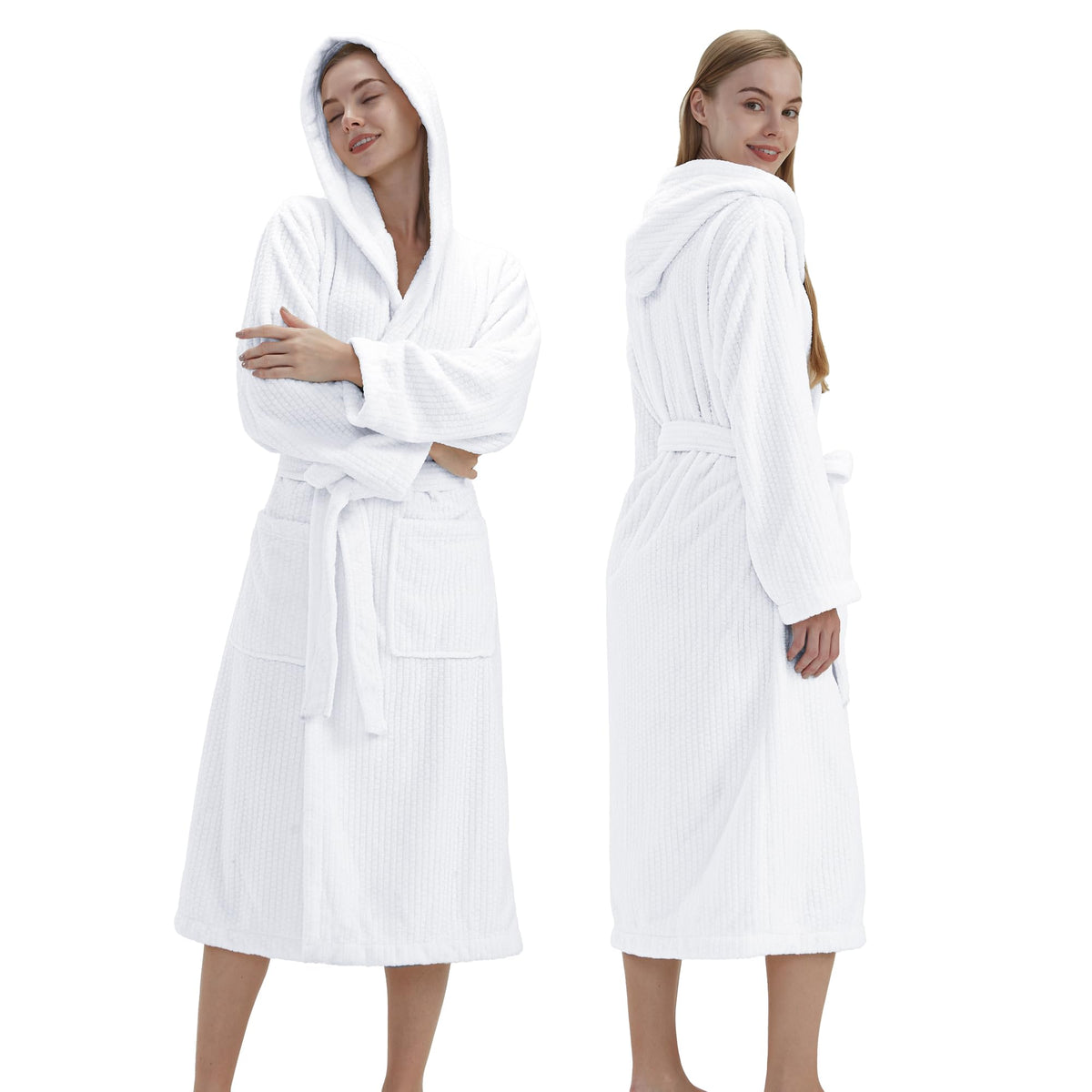 PJGGZ Hooded Bathrobes for Women, Soft Long Towel Robes for Women - Quick Dry yet Warm