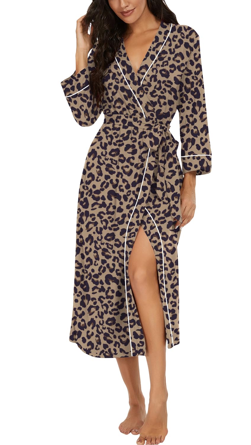 PrinStory Robes for Women 3/4 Sleeve Long Bath Robe XS-4XL