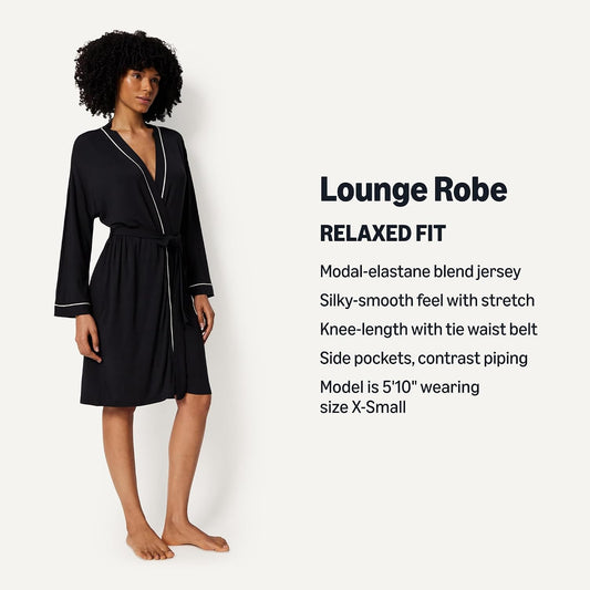 Amazon Essentials Women's Long Sleeve Robe, Modal-Blend Bathrobe