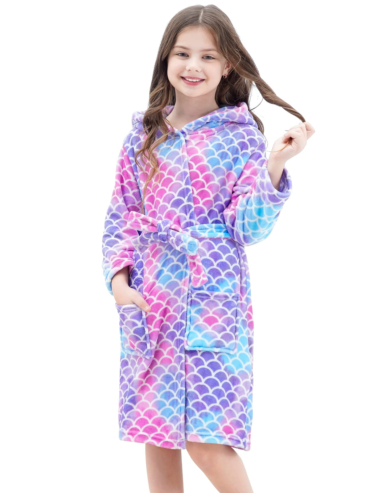 Doctor Unicorn Soft Hooded Rainbow Bathrobe Sleepwear for Girls