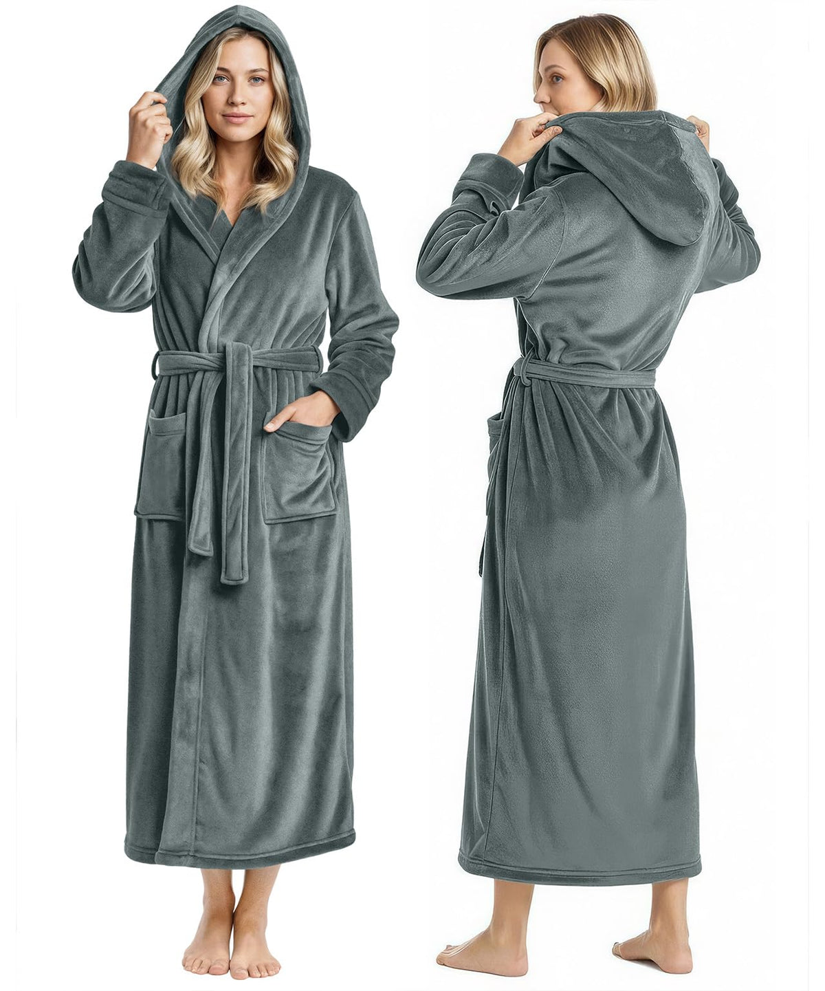 Premium Ultra Soft Robes for Women with Hood Plush Fleece Long Bathrobe