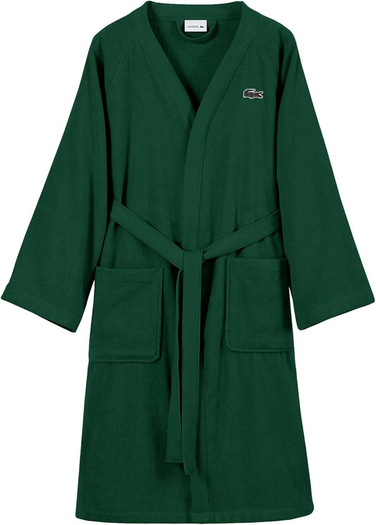 Lacoste Classic Pique Cotton Terry Bath Robe, Unisex, One Size,