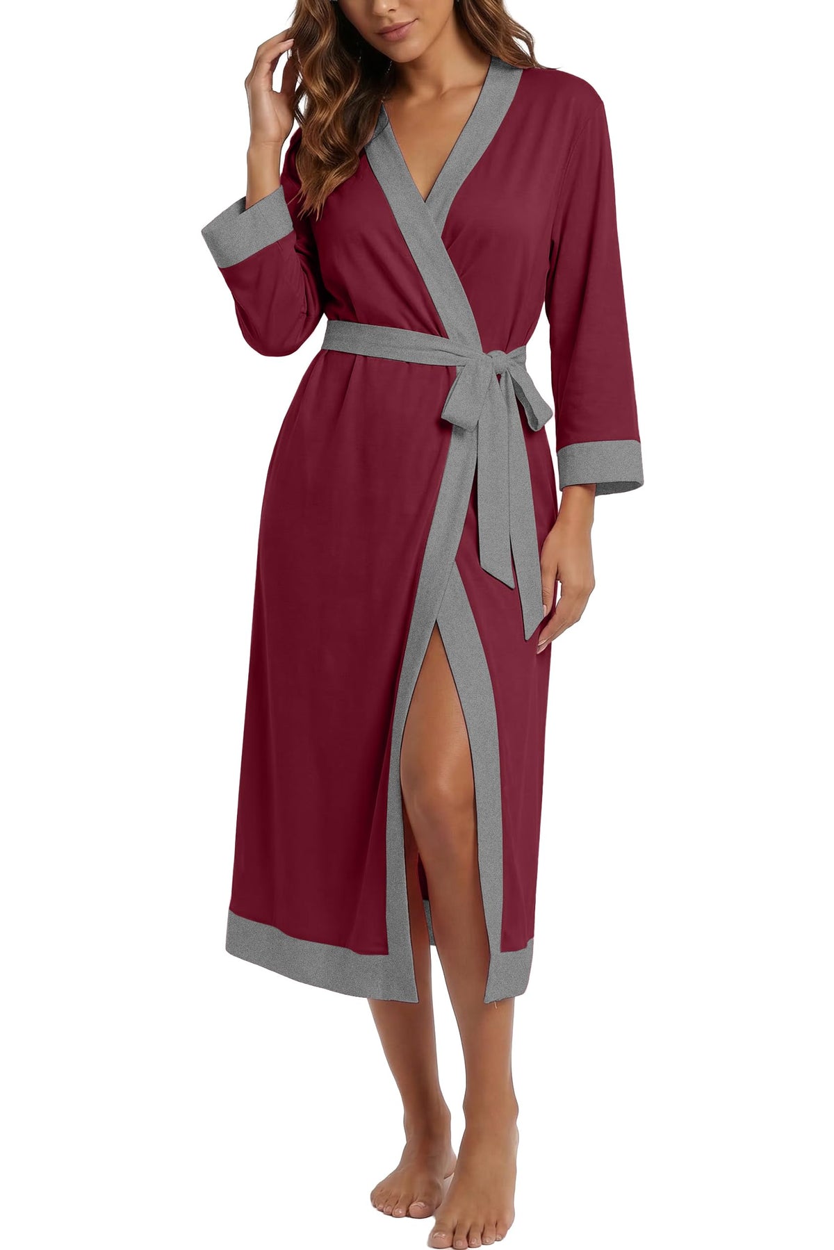 PrinStory Robes for Women Long Soft Robe Lightweight Bathrobe S-2XL