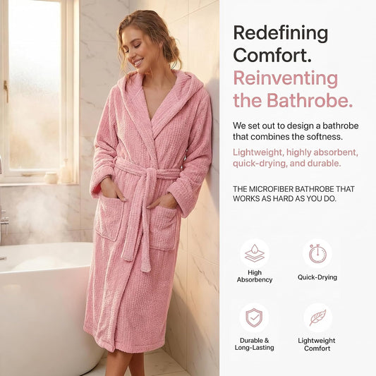 PJGGZ Hooded Bathrobes for Women, Soft Long Towel Robes for Women - Quick Dry yet Warm