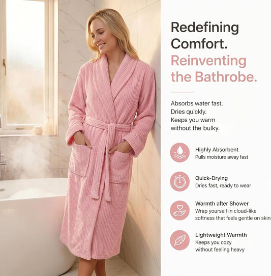 PJGGZ Women's Shawl Collar Bathrobe, Soft Long Towel Robes for Women - Super Absorbent Quick Dry yet Warm