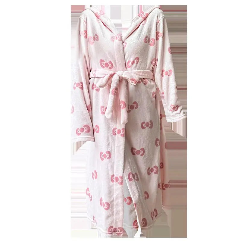 Winter Fleece-Lined Plus-Size Women's Long Sleep Robe Homewear New Bathrobe