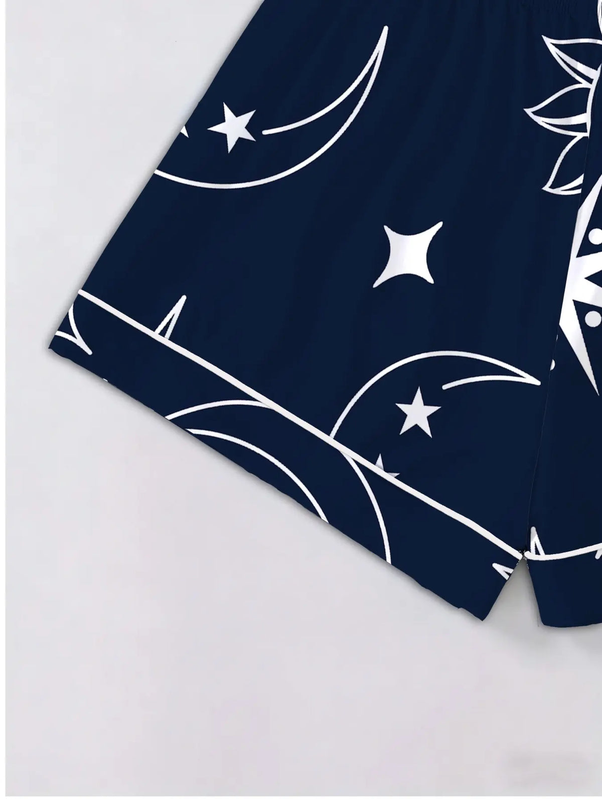 Tiktok Trend! Style Starry Sun Print Sleepwear Set for Women, Short Sleeve Cardigan Shorts Homeewear, Loungewear Pajamas, Casual All Seasons