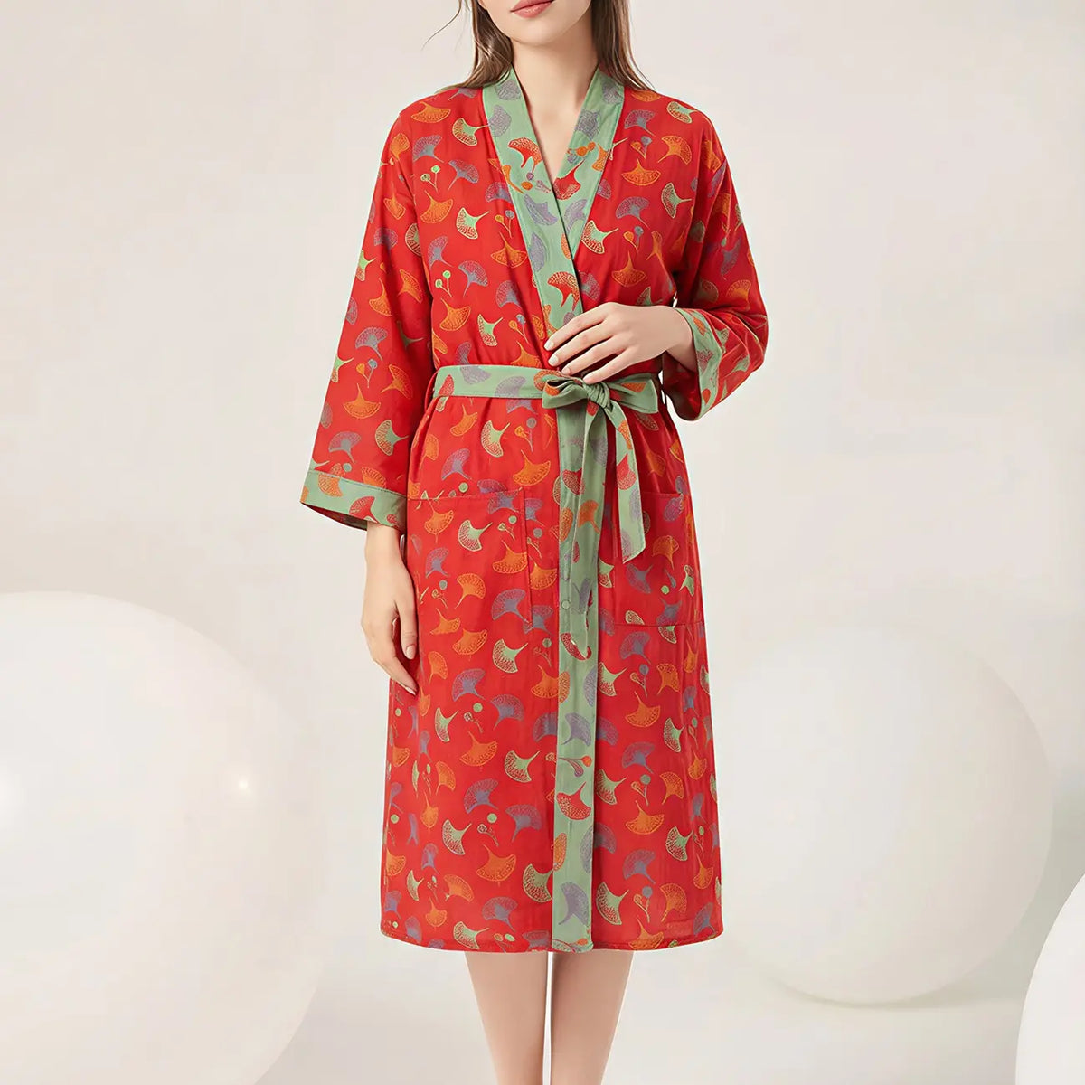 Arssm Women Cotton Gauze Robes Jacquard Japanese Yukata Muslin Kimono Robe Bathrobe Loungewear Sleepwear