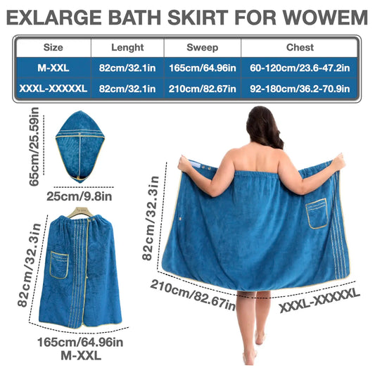 Women's Plus Size Bathrobe Set, Soft Coral Fleece Material, Adjustable Fit M-Xxxxxl, Ideal for Home & Travel Use