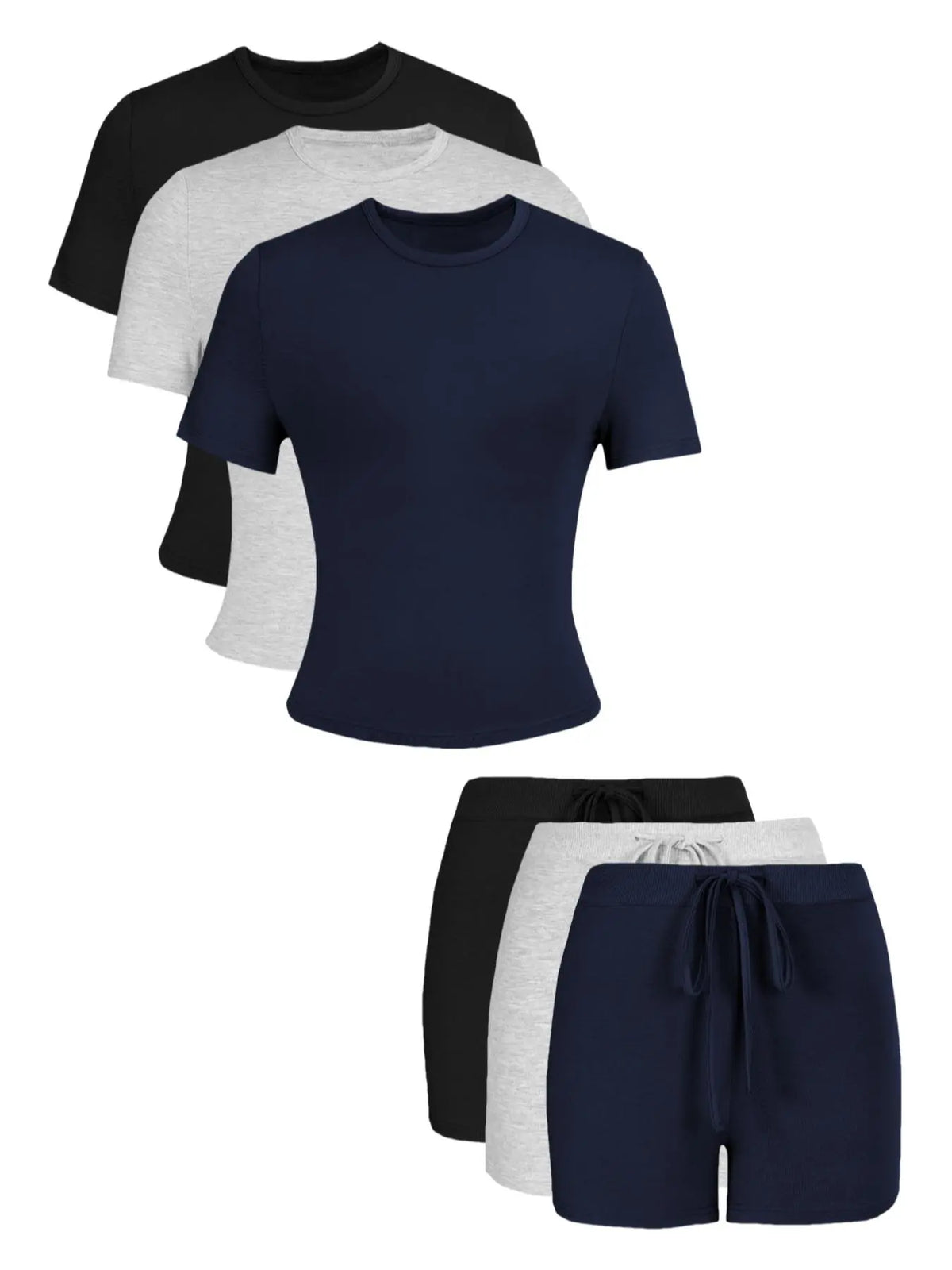 Women's Breathable Solid Color Top & Skinny Shorts Loungewear Set, Casual Comfy Basic Short Sleeve Tee & Set, Ladies Pajama Set Pjs Pyjamas Sleepwear for All Seasons, Fashion Sleepwear Loungewear
