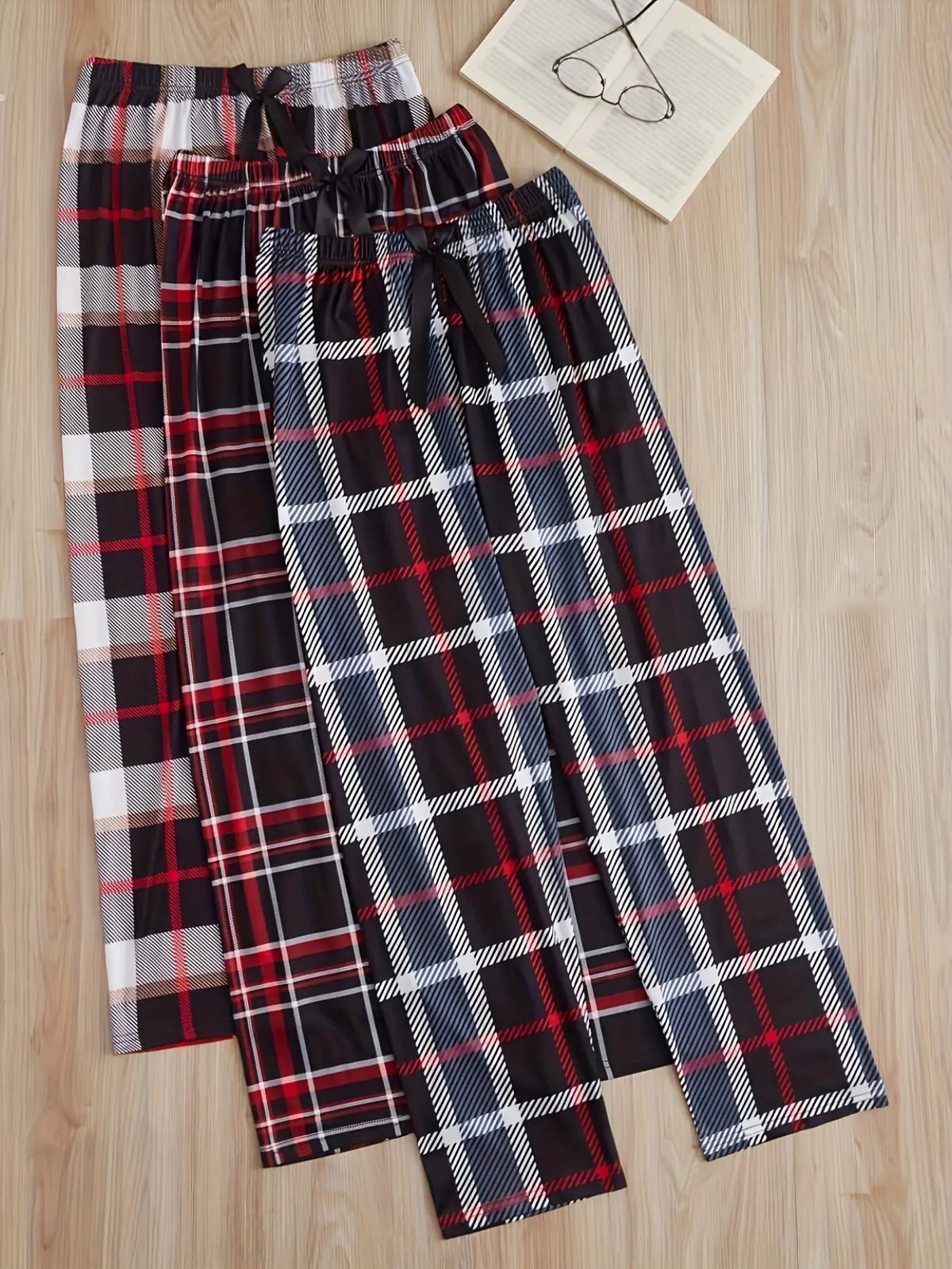 Women's Plaid & Letter Print Pajama Pants, Casual Comfy Breathable Homewear Loungewear Trousers, Ladies Sleepwear for All Seasons Pjs