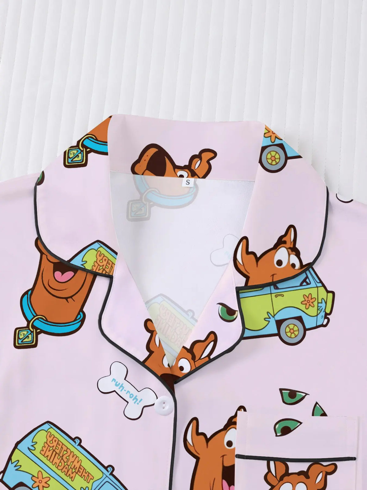 Women's Cartoon Pajama Set, Loungewear, Pyjamas, Pjs, Short Sleeve Button Front Top & Elastic Shorts, Elegant Fitted Sleepwear, Comfortable Homewear, Cartoon Pattern Pajamas