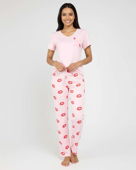 Real Essentials 2 Pack: Women's Comfy Pajama Sets - Short Sleeve Ladies Loungewear Sleepwear PJs (Available In Plus)
