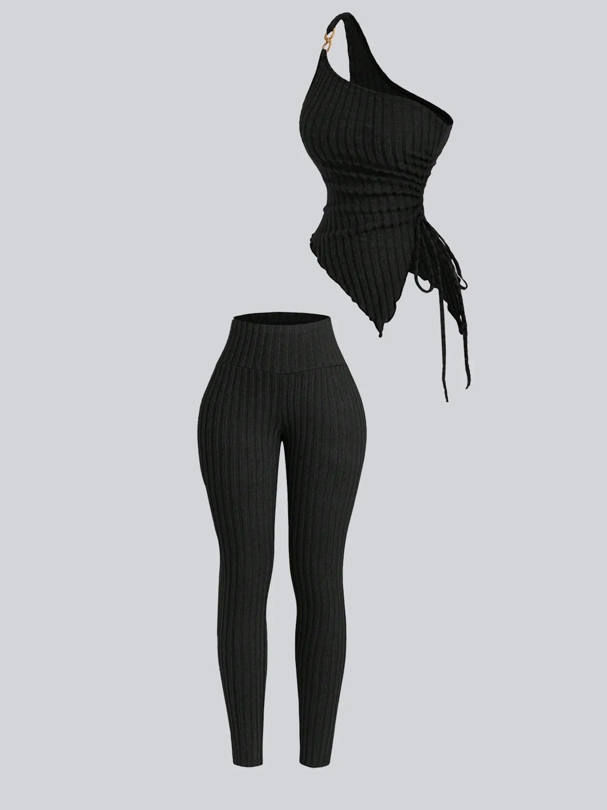 Two-Piece Set Women's Solid Ribbed Crop Tank Top & Skinny Pants, Casual Fashion Cozy Top & Trousers for Daily Outdoor Wear, Ladies Summer Clothes, Pajama, Loungewear, Matching Lounge Sets