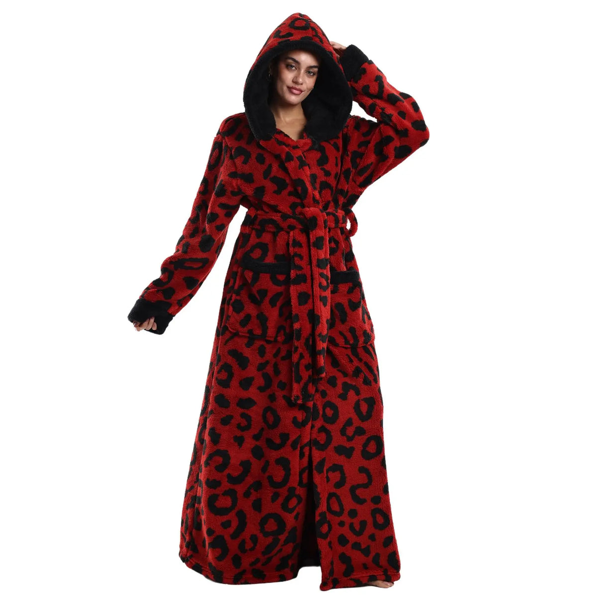 Msrlassn Cozy Soft Bathrobe Flannel Lined Hooded Robe for Women, Thickened Long Sleeve Pyjamas Cute Print Home Loungewear Sleepwear Halloween