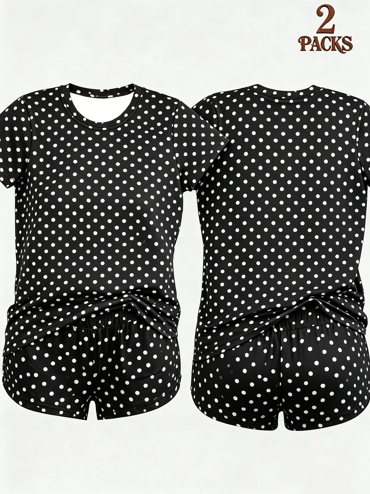 2-Pack Value Set, Matching Short-Sleeve Tees & High-Waisted Leopard Print Shorts, Comfortable Sleepwear for Lazy Days & Cozy Nights, Loungewear Pajama Set