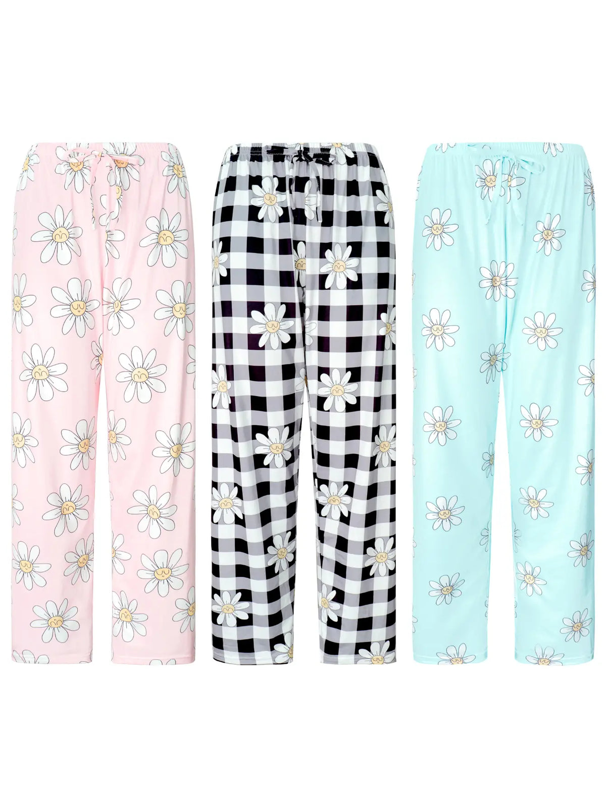 2026 Cute Summer 3 PCS Set Per Pack Sleeping Pants Women's Soft Drawstring Elastic Waist Loose Cute Heart Knit Causal Pajamas Trousers Red PJ Bottom Comfort Loungewear  Fabric Casual Floral Pajama Set pantalón  pijama matching pants pjs pants  pyjama