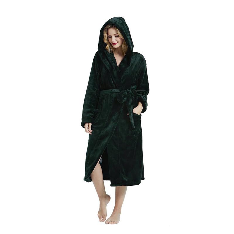 HEARTNICE Womens Hooded Fleece Robe, Soft Bathrobe for Womens, Cute Long House Coat