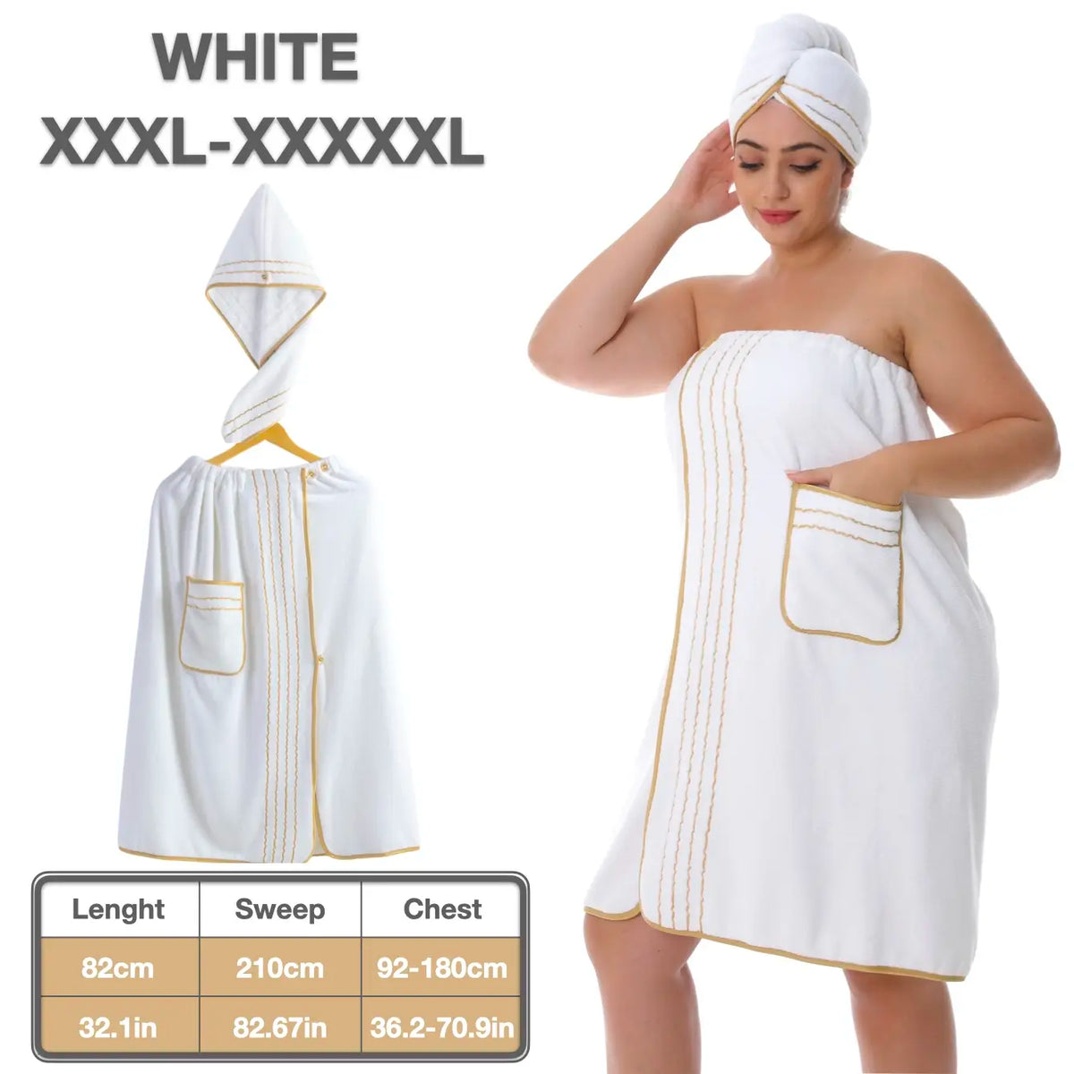 Women's Plus Size Bathrobe Set, Soft Coral Fleece Material, Adjustable Fit M-Xxxxxl, Ideal for Home & Travel Use