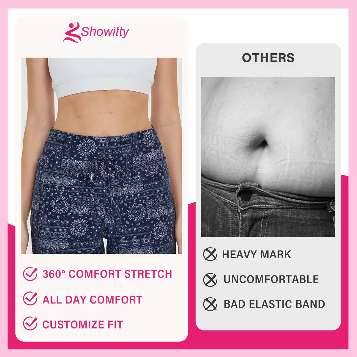 SHOWITTY Women's Plus Size 3-Pack Comfy Wide Leg Pajama Pants - Soft 4-Way Stretch High Waist Nightwear for Yoga, Loose Loungewear, Plussize