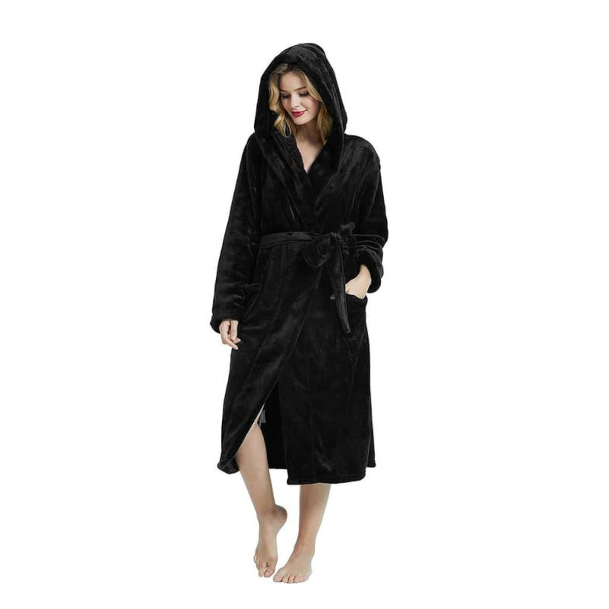 HEARTNICE Womens Hooded Fleece Robe, Soft Bathrobe for Womens, Cute Long House Coat