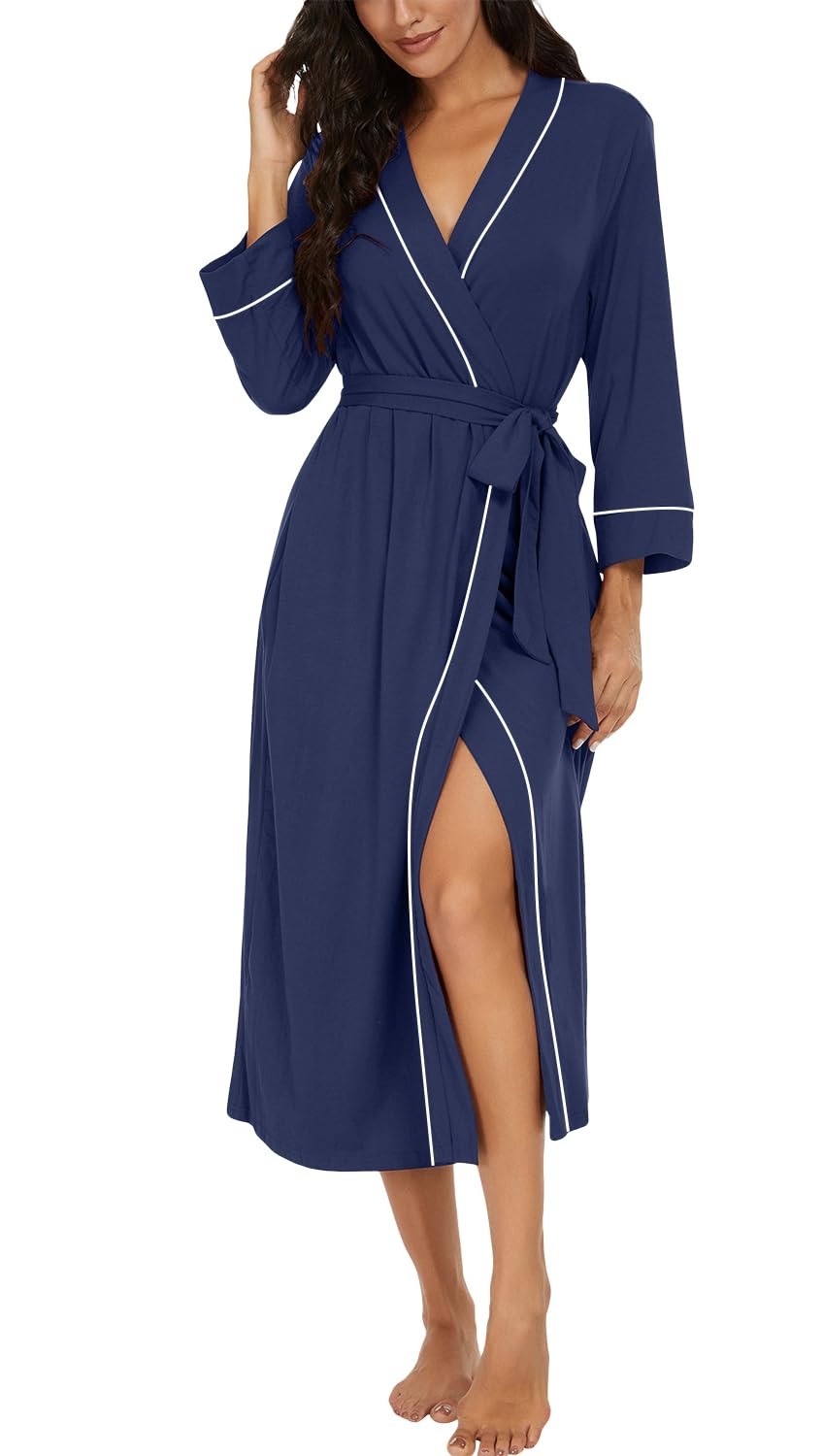 PrinStory Robes for Women 3/4 Sleeve Long Bath Robe XS-4XL