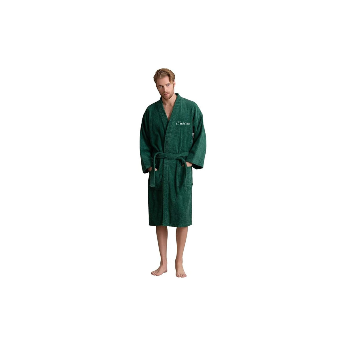 Men's Turkish Terry Kimono Style Bathrobe - 100% Cotton Robe for Men - Comfortable & Absorbent - Soft & Cozy Wear