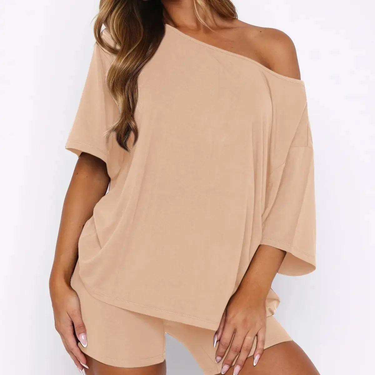 Women’s Casual Two Piece Lounge Set Off Shoulder Top & Fitted Shorts Springtok Loungewear Pajama Nightwear Womenswear Clothes Matching pajama pants pajamas sets for women pajama sets women pj sets for women pajamas