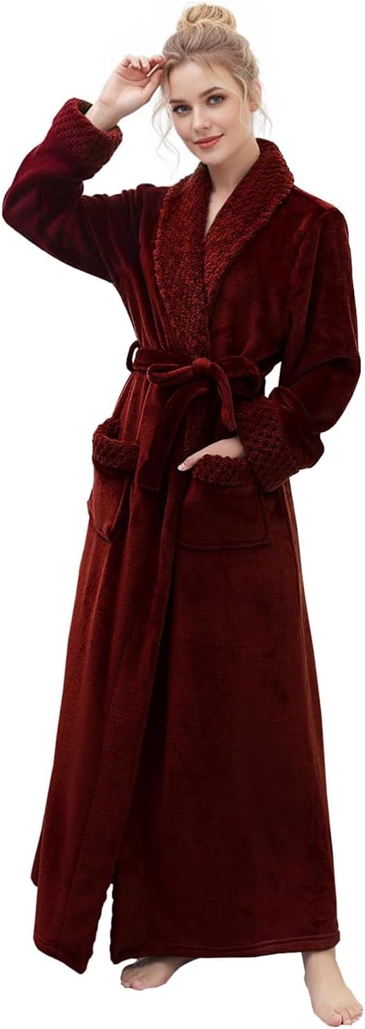 Premium Long Robes for Women: Warm Super Plush Soft Fleece Bathrobes