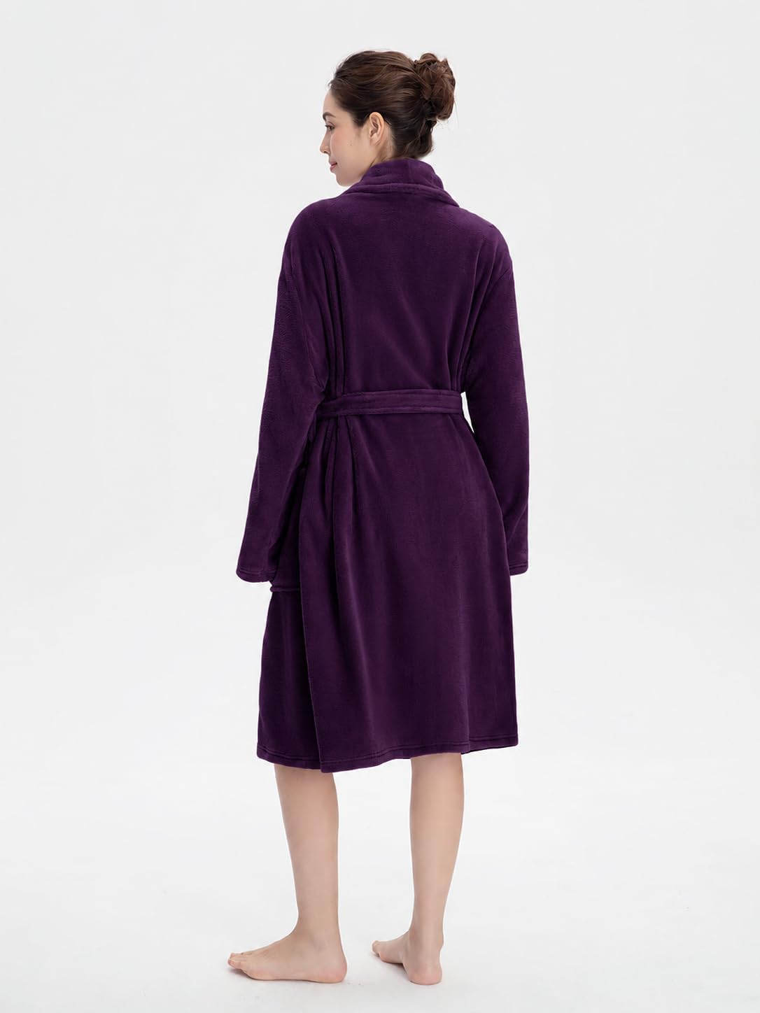 Women Plush Fleece Robe, Soft Fleece Warm Bathrobe