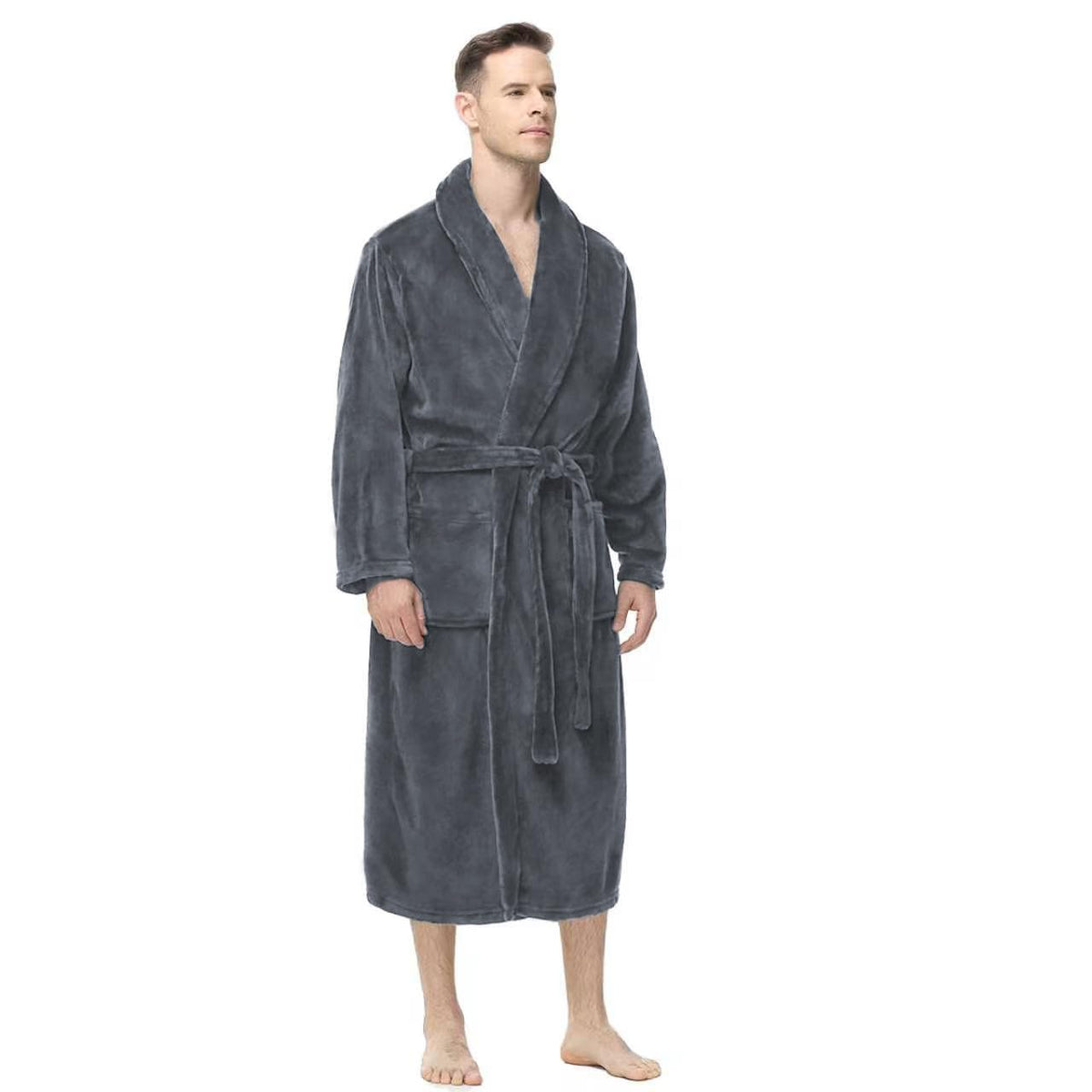 Yurhap Mens Fleece Robe, Soft Plush Robe for Men, Fluffy Bathrobe with Belt
