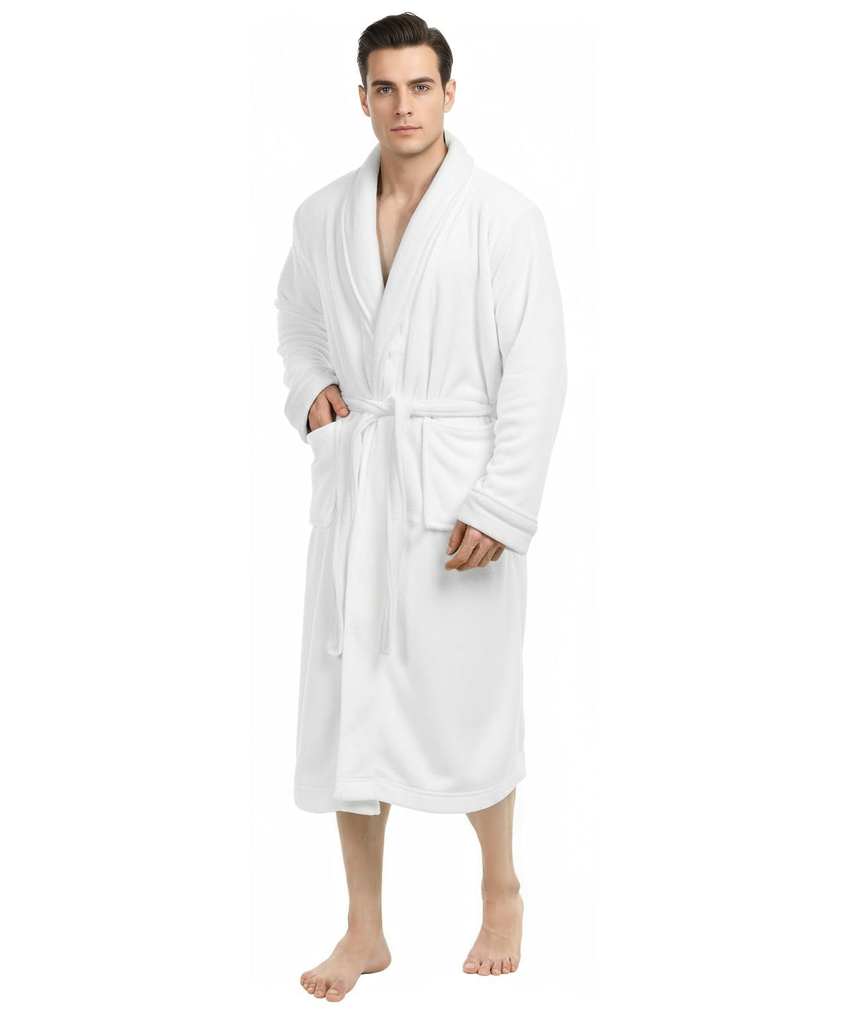 Luxury Ultra Soft Mens Robe Plush Fleece Long Bathrobe