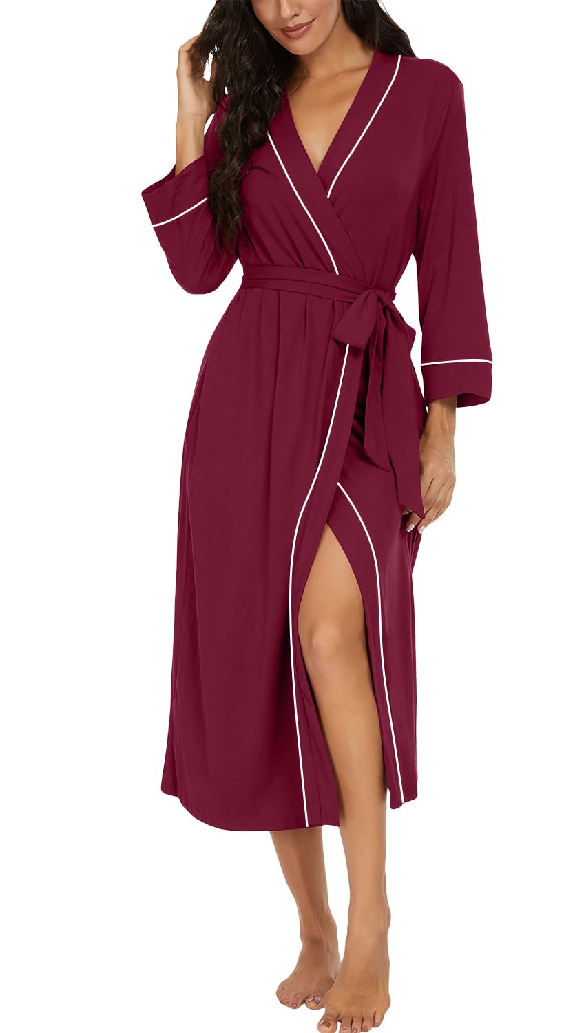 PrinStory Robes for Women 3/4 Sleeve Long Bath Robe XS-4XL
