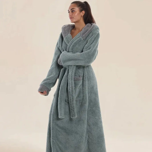 Elegant Hooded Bathrobe, Soft & Cozy, Fluffy Robe, Multiple Colors, Unisex, Perfect Gift, Fall Winter Essential