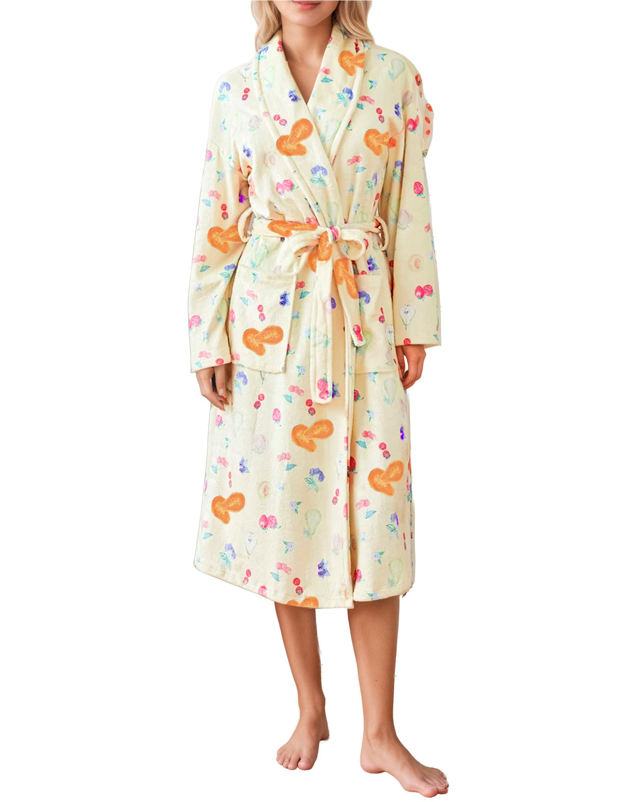 Cute Fruit Robe for Women Soft Lightweight Fall Winter Bathrobe