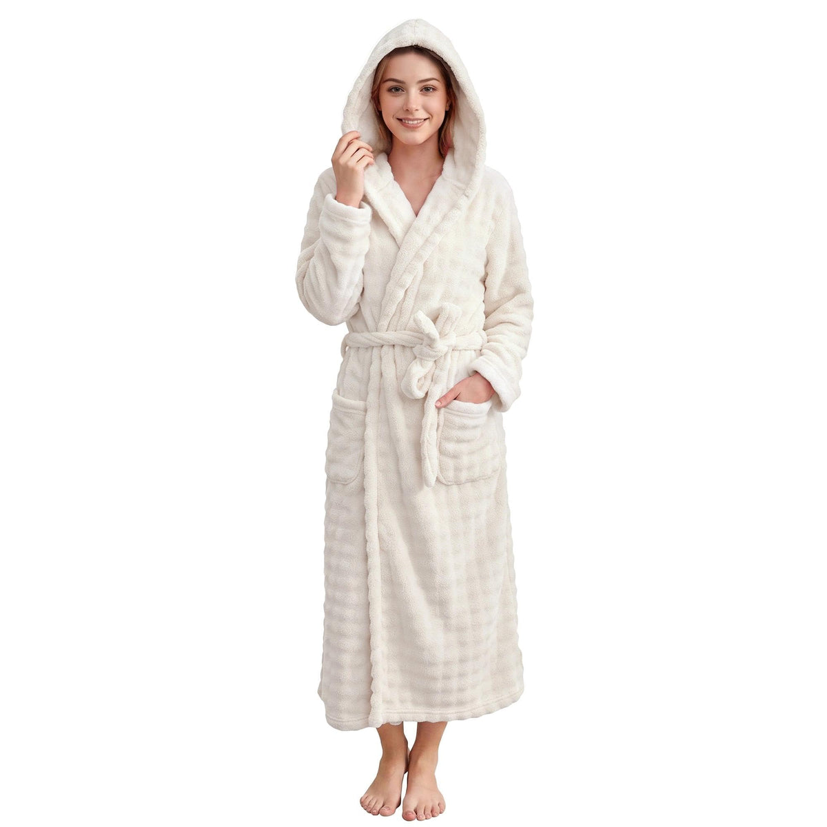 V.&GRIN Women Hooded Towel Robe, Quick-Dry Absorbent Long Bathrobe