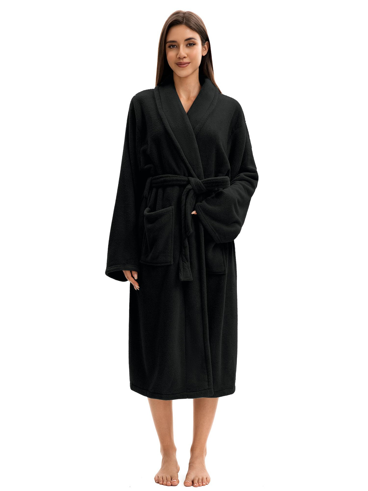Soft Robe For Women，Warm Plush Bath Robes Female，Spa Towel After Shower Lightweight Long Bathrobe