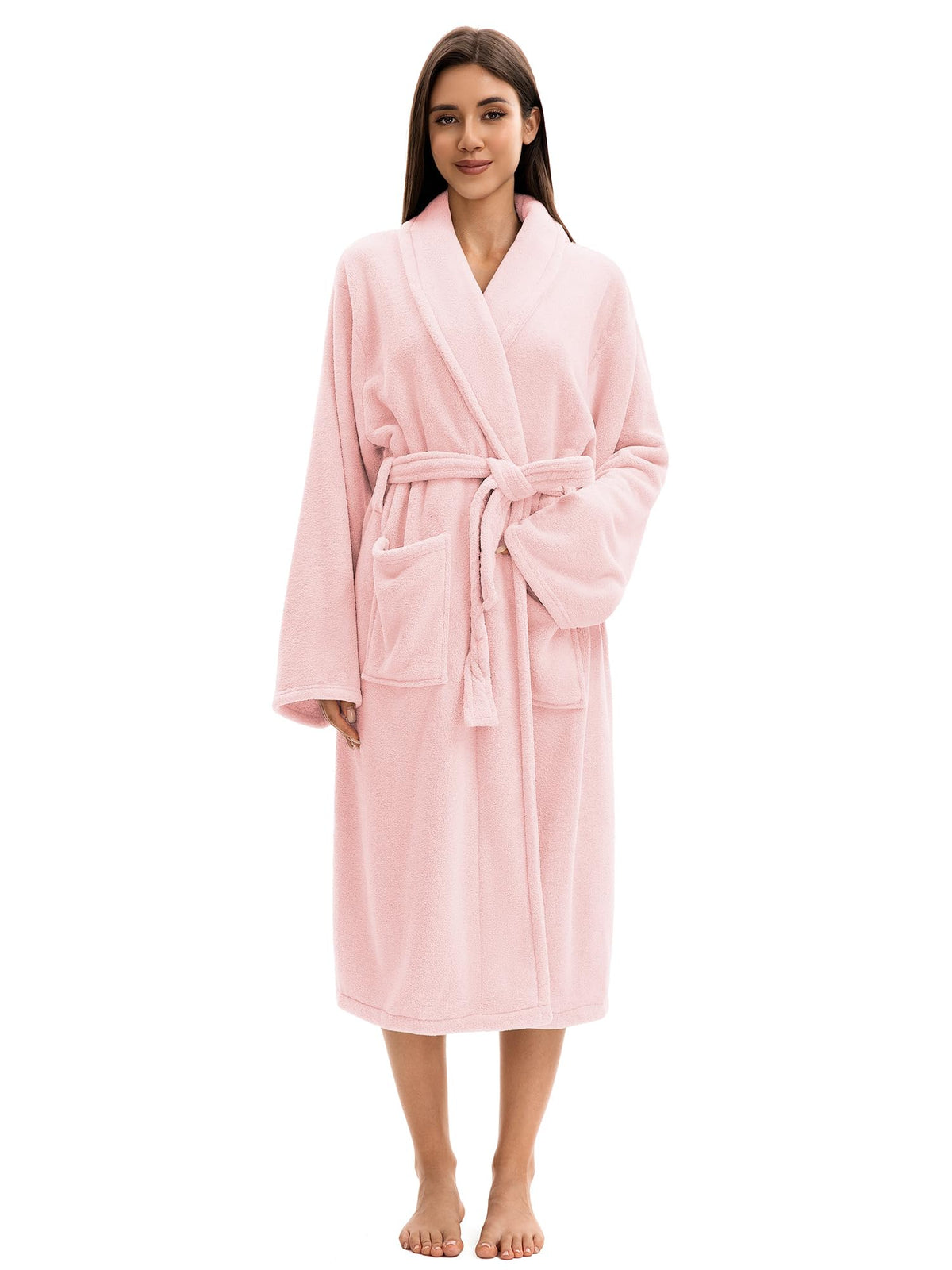 Soft Robe For Women，Warm Plush Bath Robes Female，Spa Towel After Shower Lightweight Long Bathrobe
