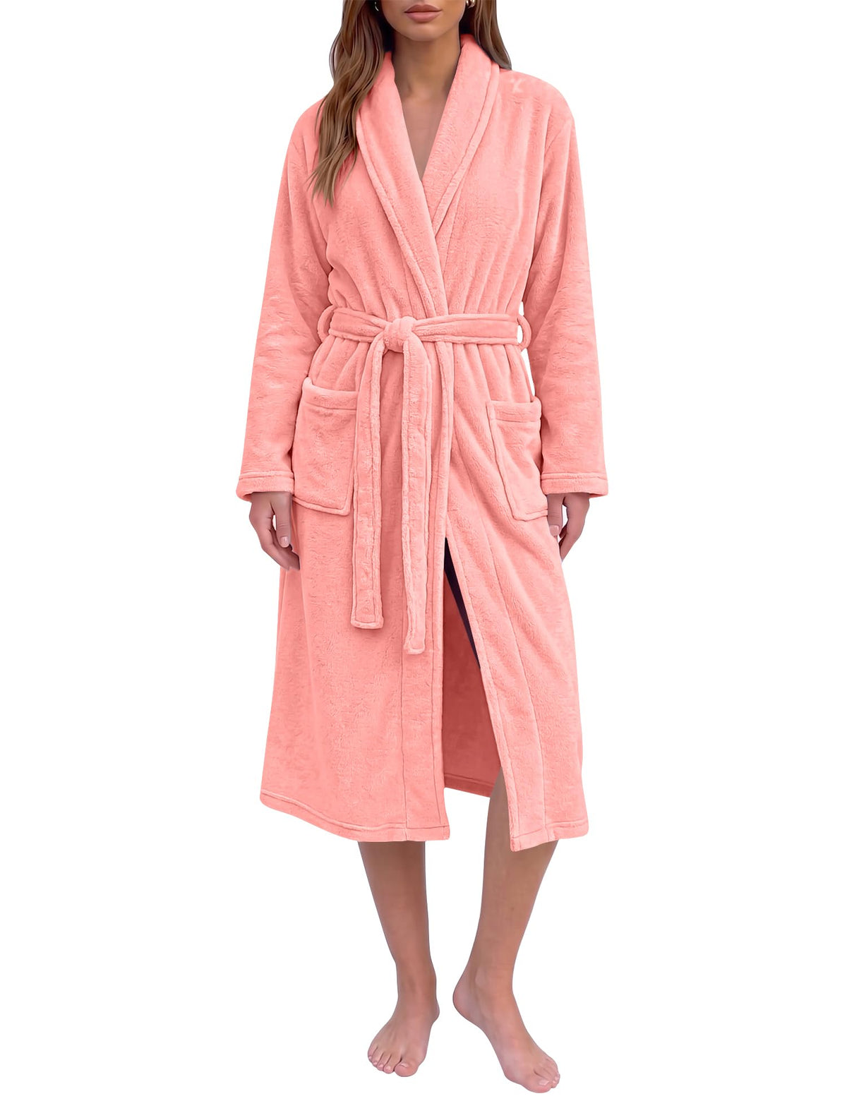 Fleece Robes for Women Cute Soft Printed Bathrobe Lightweight Fall Winter Robe with Belt