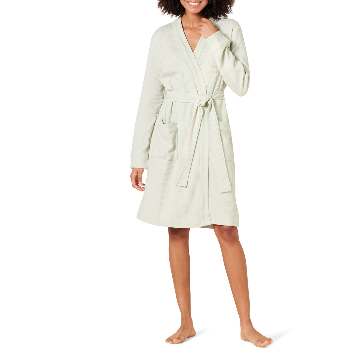 Amazon Essentials Women's Lightweight Waffle Bath Robe (Available in Plus Size)