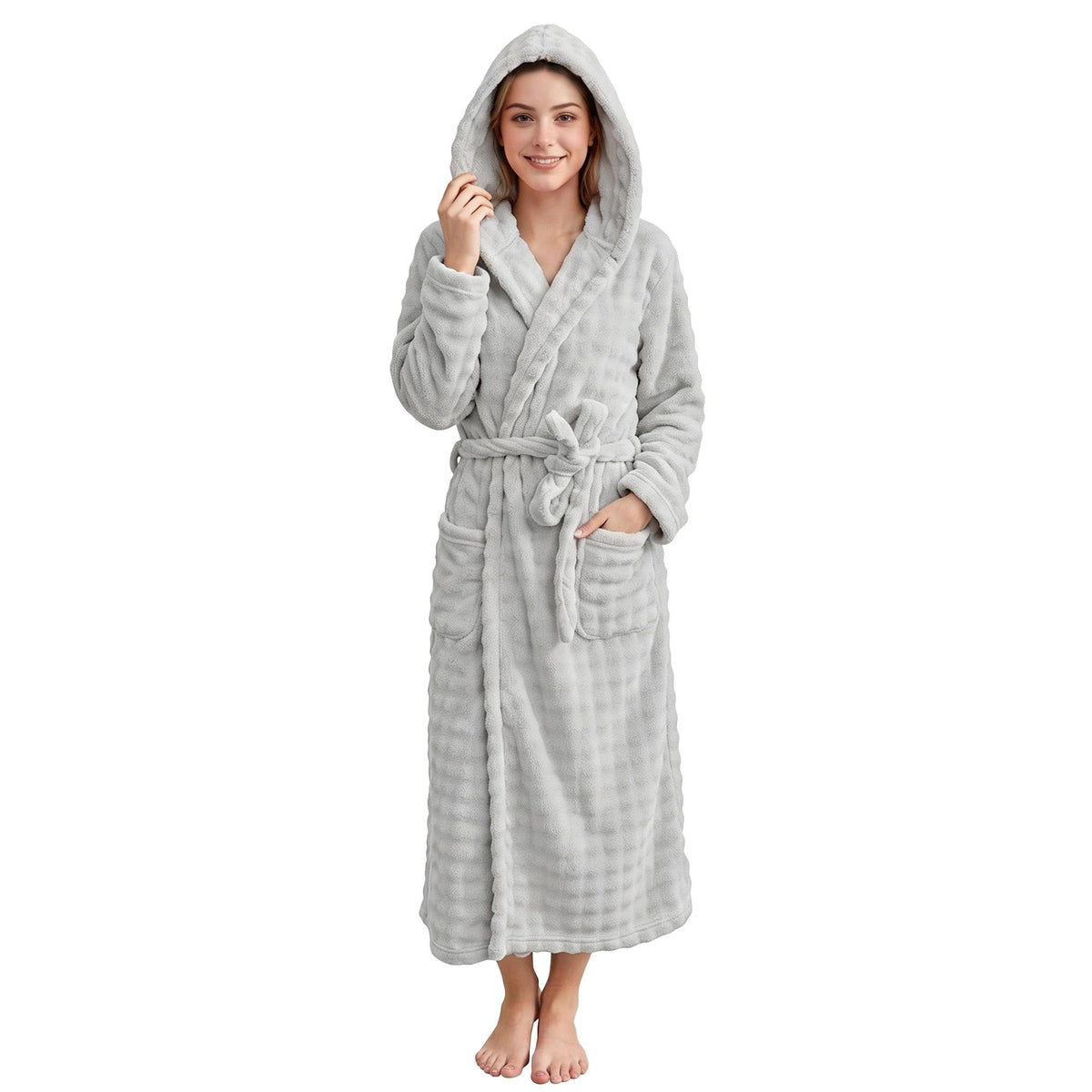 V.&GRIN Women Hooded Towel Robe, Quick-Dry Absorbent Long Bathrobe