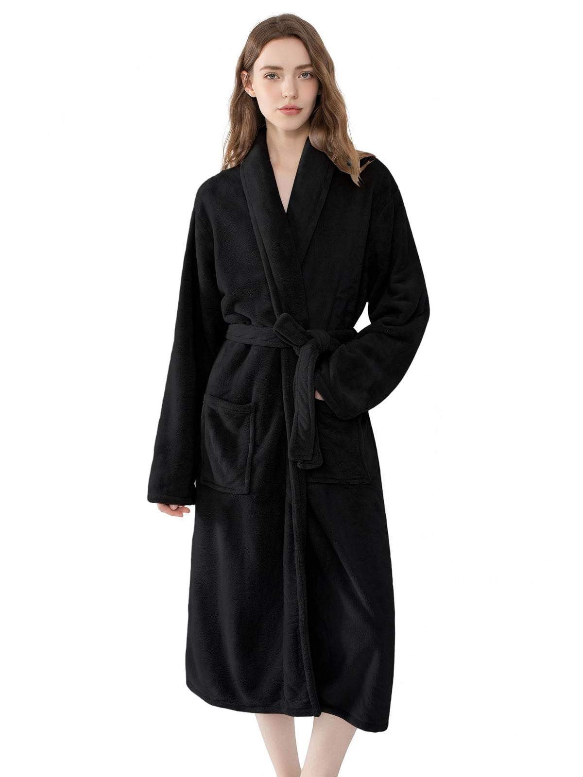 Soft Robe For Women，Warm Plush Bath Robes Female，Spa Towel After Shower Lightweight Long Bathrobe