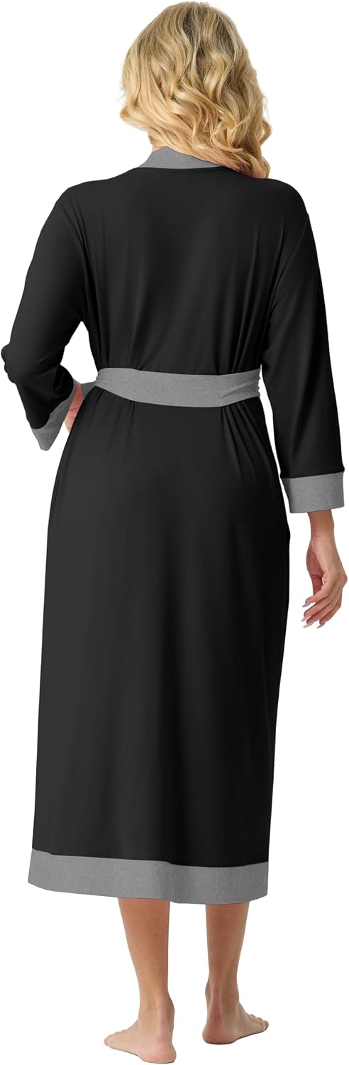 PrinStory Robes for Women Long Soft Robe Lightweight Bathrobe S-2XL