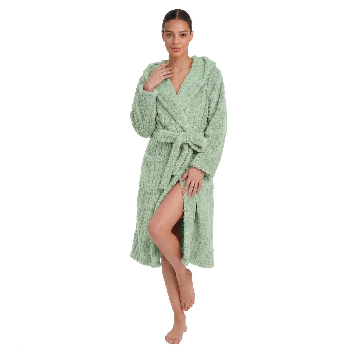 HEARTNICE Women Fuzzy Soft Long Hooded Warm Robes