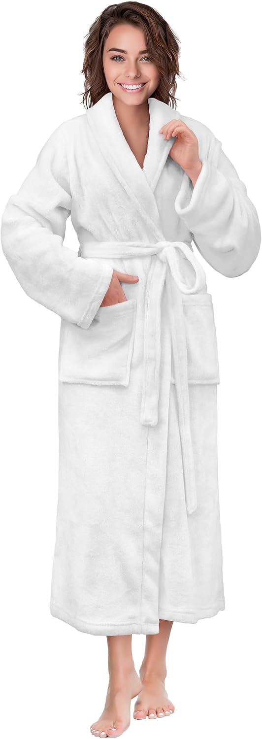 PAVILIA Womens Robe Fleece Plush Soft, Fluffy Fuzzy Cozy Warm Bathrobe