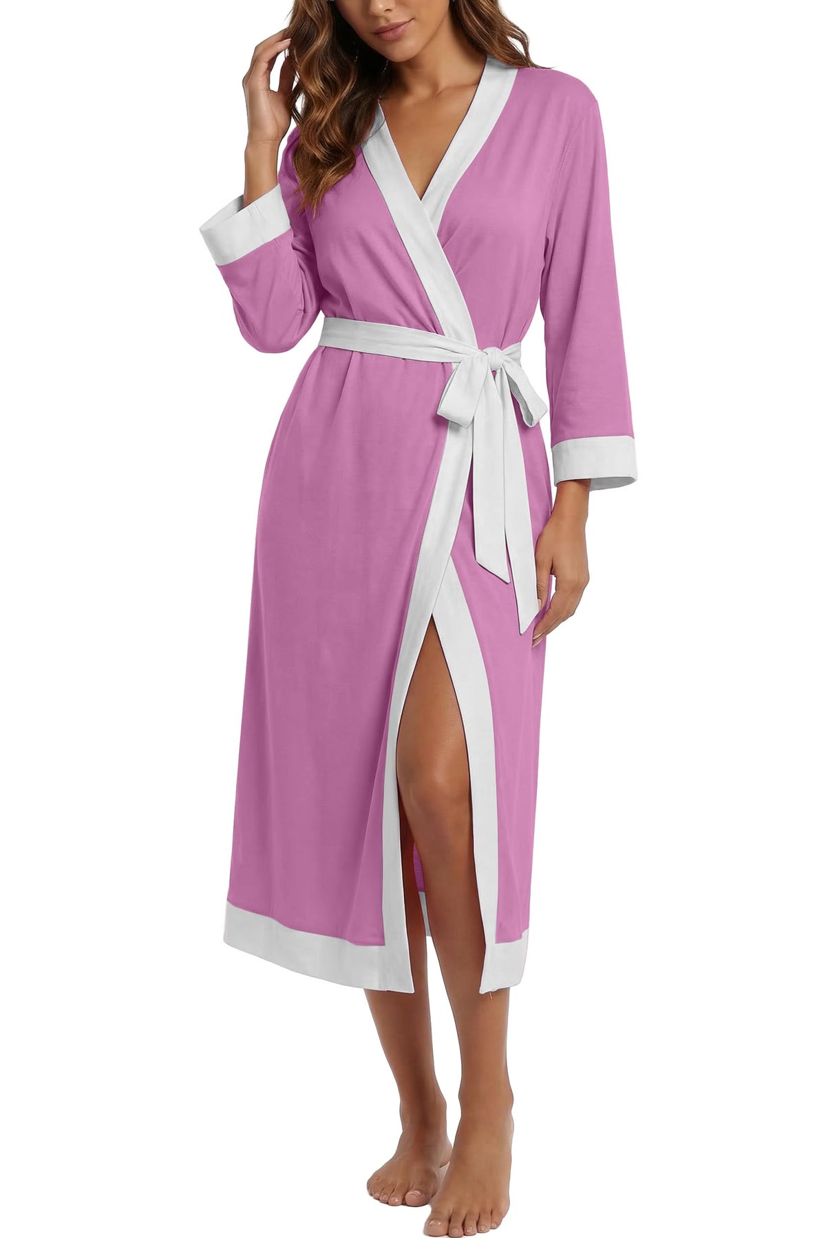 PrinStory Robes for Women Long Soft Robe Lightweight Bathrobe S-2XL