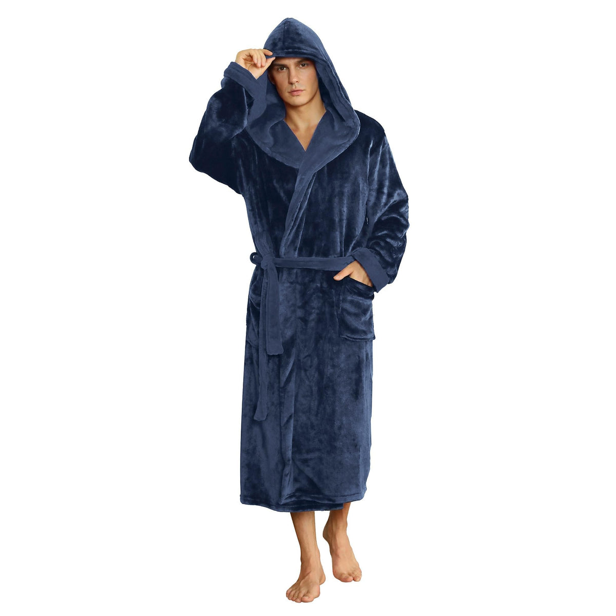 U2SKIIN Mens Hooded Robe, Plush Robes for Men Long Fleece Bathrobe