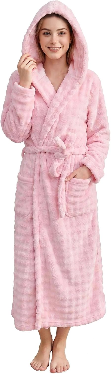 V.&GRIN Women Hooded Towel Robe, Quick-Dry Absorbent Long Bathrobe