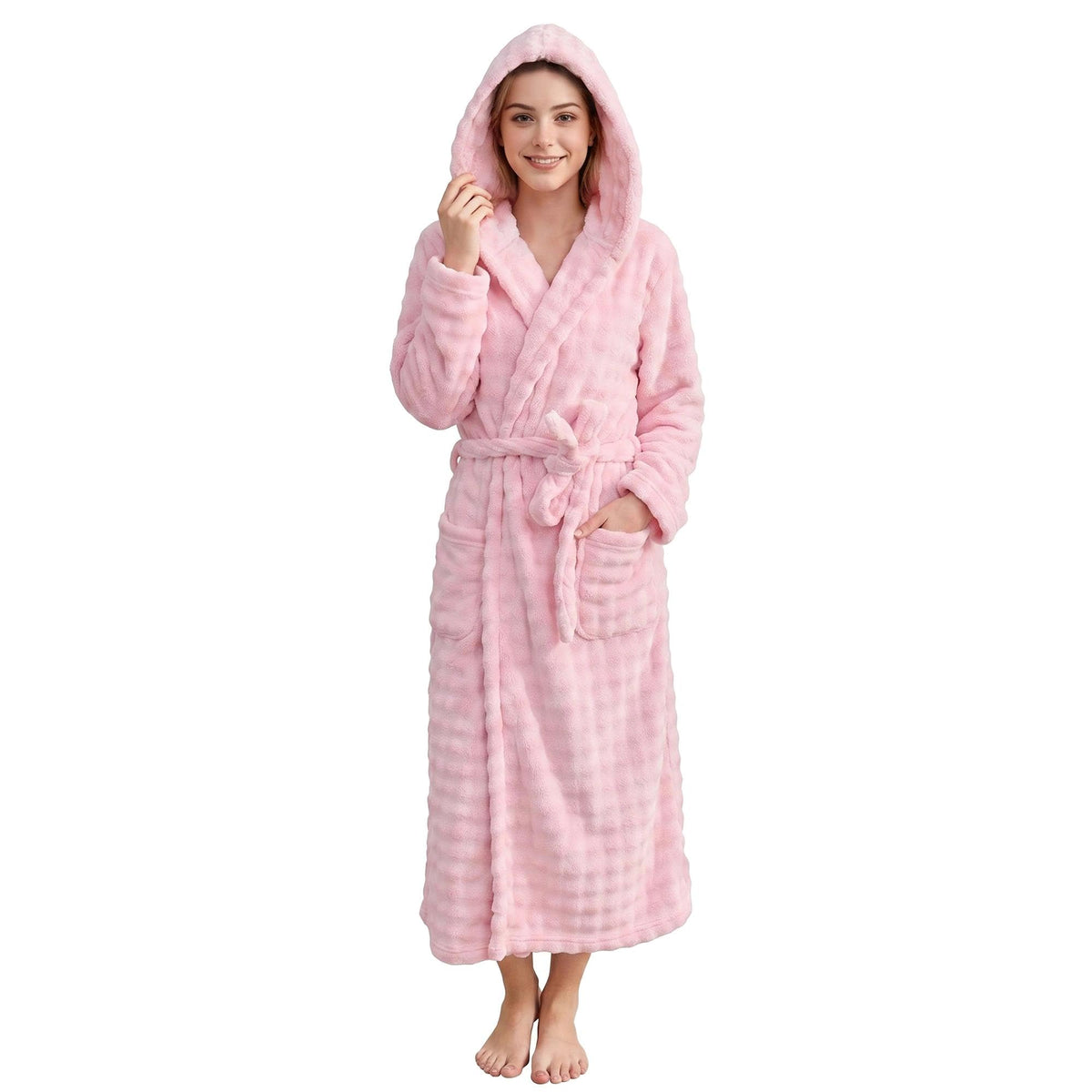 V.&GRIN Women Hooded Towel Robe, Quick-Dry Absorbent Long Bathrobe